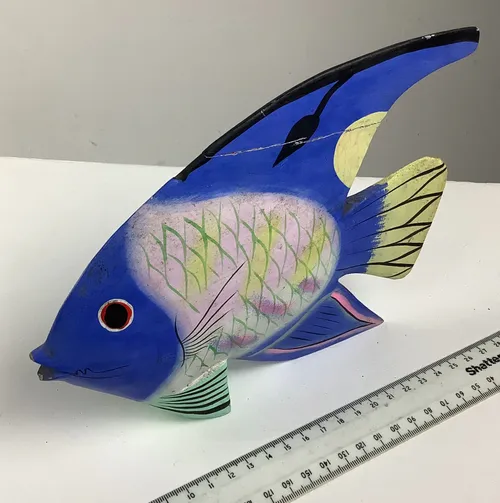 Blue Wooden Fish Ornamment