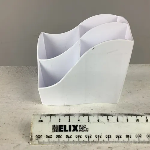 White Plastic 4 Holder Desk Tidy