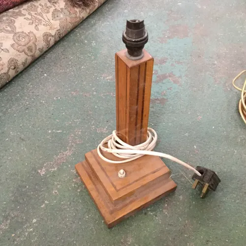 Period Wood Square Base Table Lamp