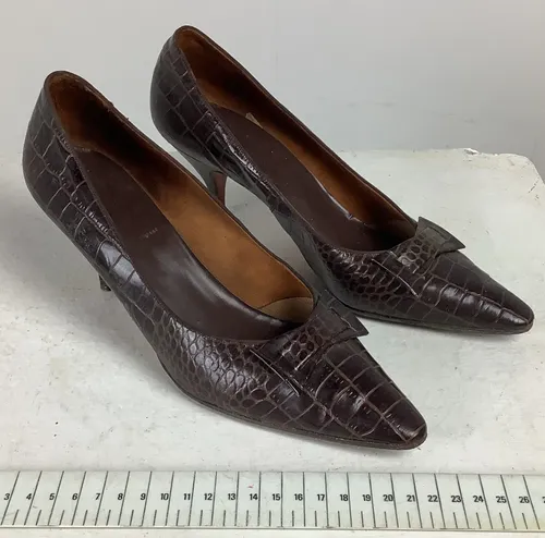 Brown Crocodile Print Heels