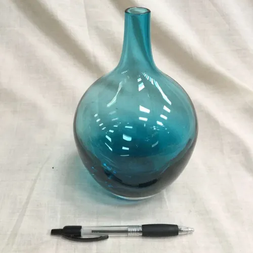 Blue bulb glass vase