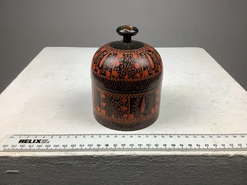 Black with Orange Pattern, Russian Doll Style Box