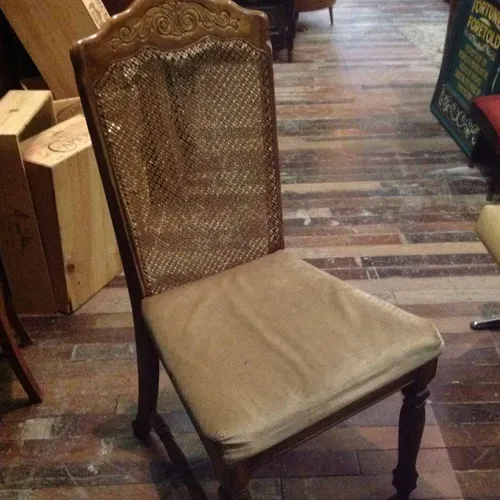 wood dining chair with mesh back and velvet seat