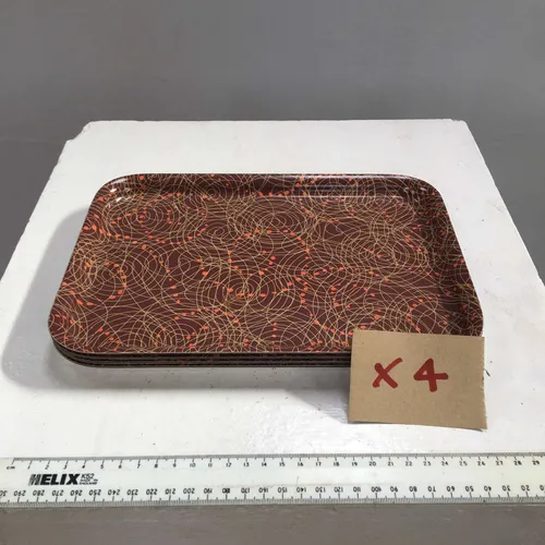 Period Brown with Cream and Orange Swirl Pattern Tray