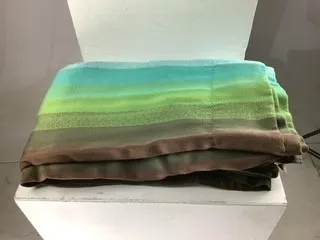 Blue Green and Brown Gradient Striped Curtain