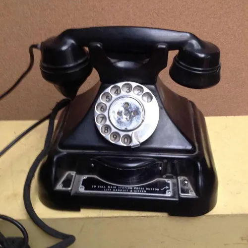 black G.E.C corded rotary dial telephone
