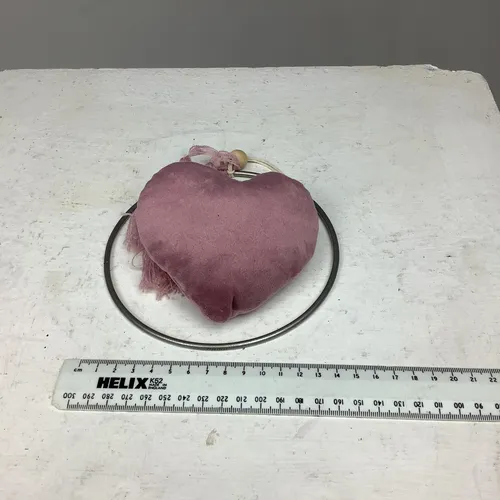 Pink Heart and Star Plush Tassel on Silver Hoop