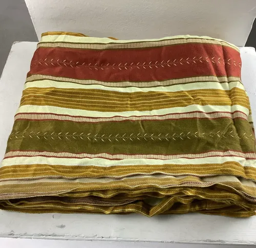 Red green and gold striped curtains 