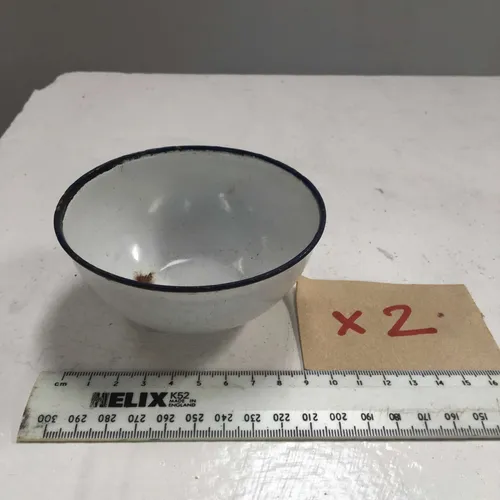 Period White with Black Trim Enamel Bowl