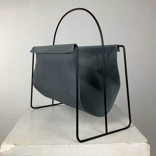 Grey Fabric and Black Metal Newspaper / Magazine Holder