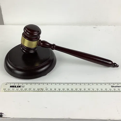 Dark Wooden Gavel and Block