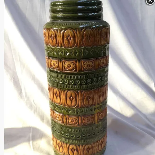 Mid Century West German Vase green and brown (289-41)