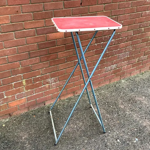 Period Film Projector Stand with Red and White Top