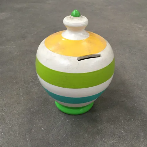Ceramic Striped Coin Bank
