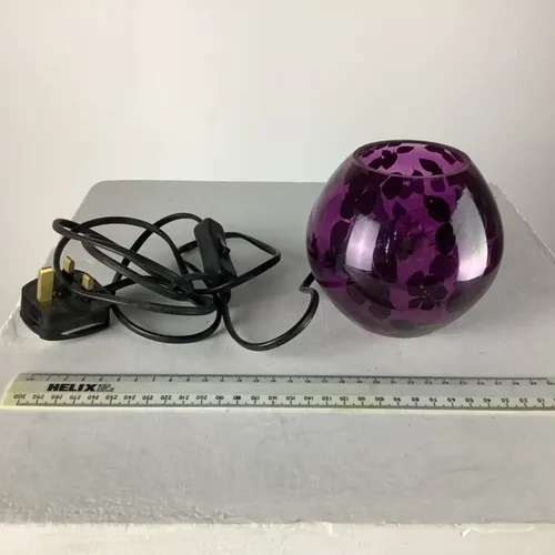Small Purple Glass Round Floral Lamp