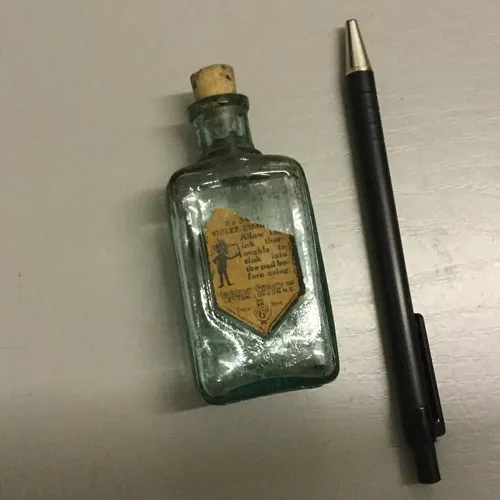 Period Glass Ink Bottle with Cork Stopper