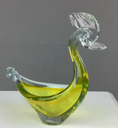 Green Yellow Glass Bird Ornament