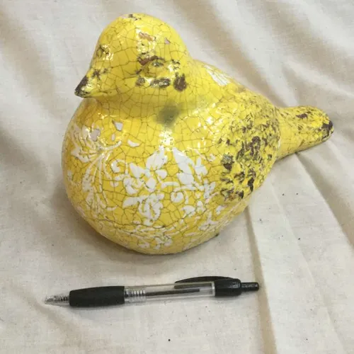 Yellow Crackled Glass Bird Ornament