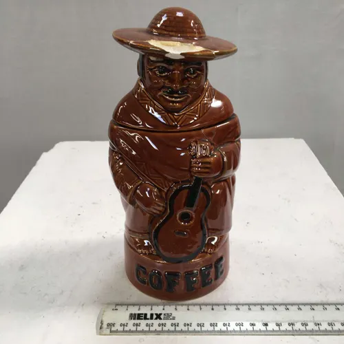 Treacle Glaze Ceramic Mexican Musician Coffee Jar
