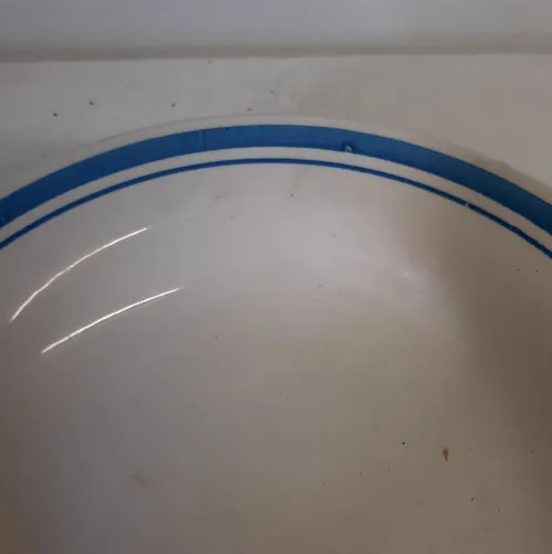 Oxford Brazil blue and white striped plate and bowl set 