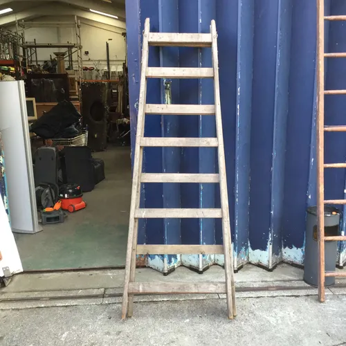 Period Wood A-Frame Trestle Ladder