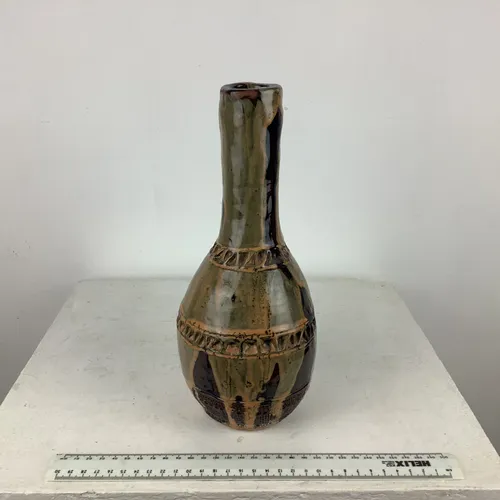 Black and brown West German style vase 