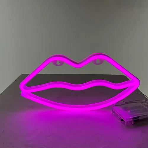 Pink Neon Lips Wall Light