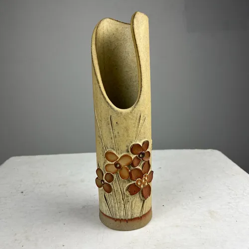 1970s Milton Pottery Stoneware Vase with Flowers