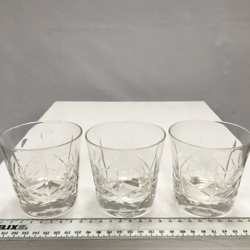 Set of 3 Cut Glass Crystal Whisky Glass 06