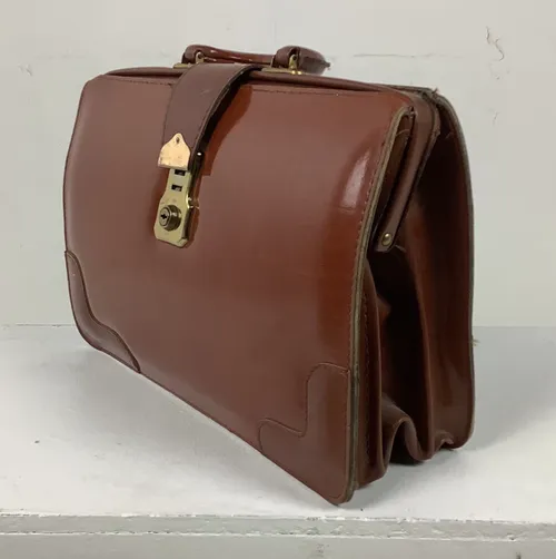 Period Brown Vintage Leather Bag / Briefcase