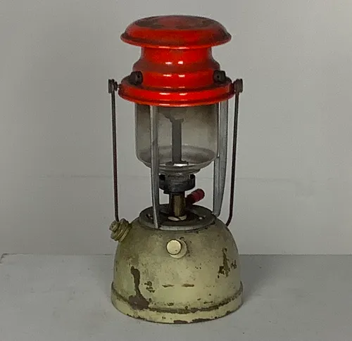 Cream Red and Silver Paraffin Lamp