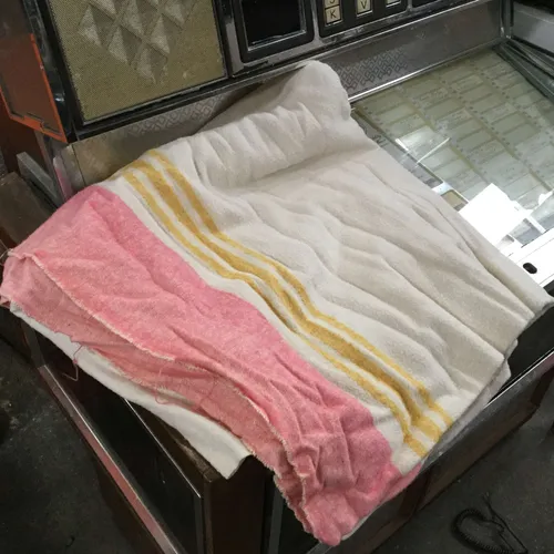 White Wool Blanket with Yellow & Pink Stripe