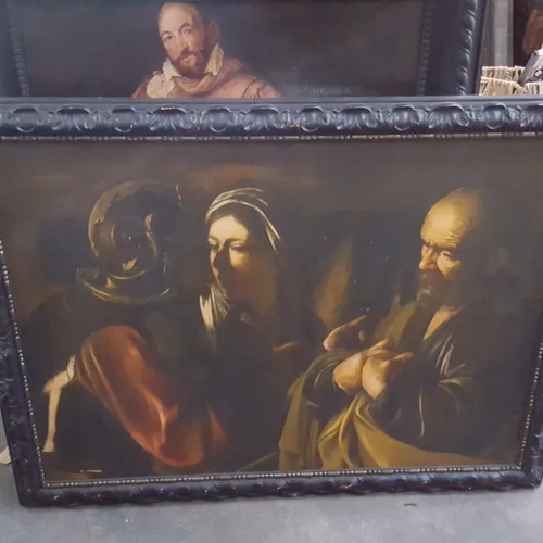 Period Style Large Black Framed Picture 1