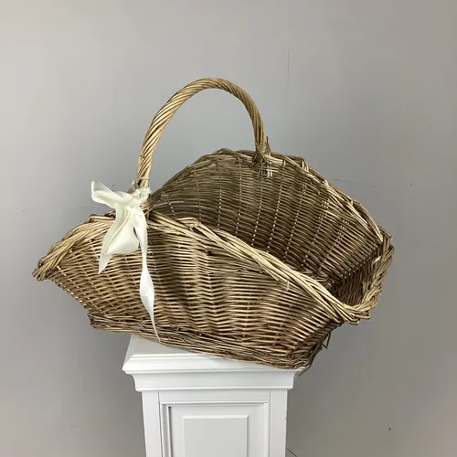 Arched Wicker Basket with White Ribbon