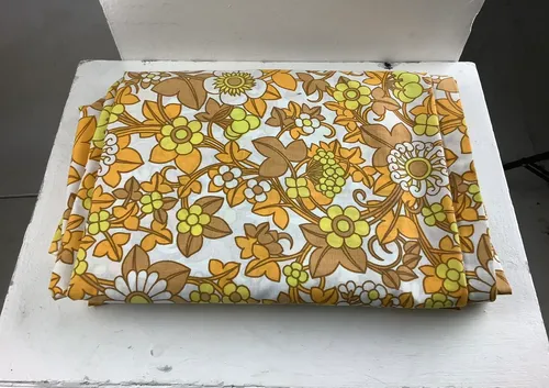 70s retro floral orange curtains