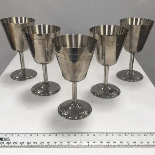 Set of 5 metal wine glass stainless steel