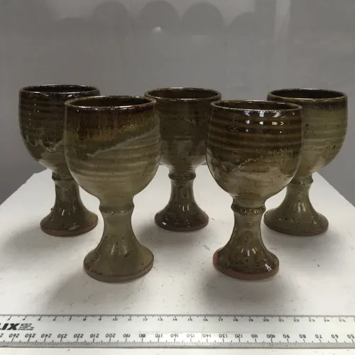 Dark Green/Brown Stoneware Goblet