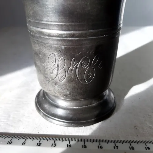Pewter tankard with B&Co engraving 