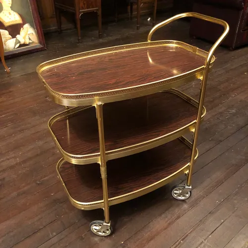 Gold Three Tier Bar Trolley 