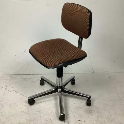 1970s / 1980s Brown Fabric Office Swivel Chair