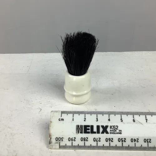Small White Plastic Shaving Brush with Black Bristles