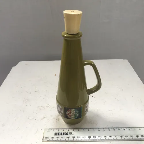 Green Ceramic Oil / Vinegar Bottle