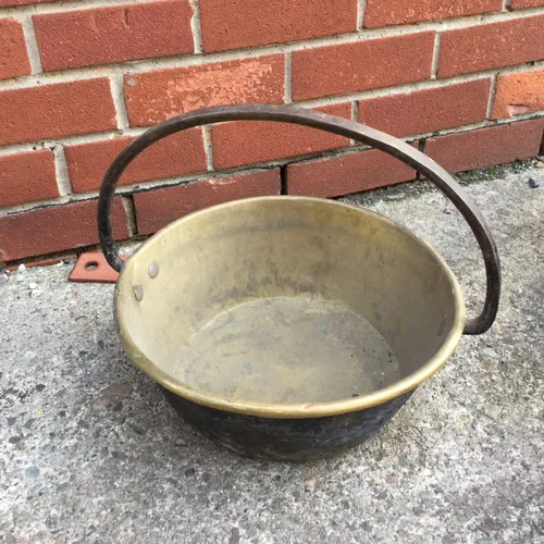 Brass / Gold Jam / Jelly Pan with Arch Handle and Black Exterior