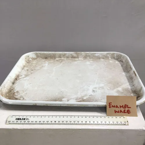 Period White Enamelware Serving Tray