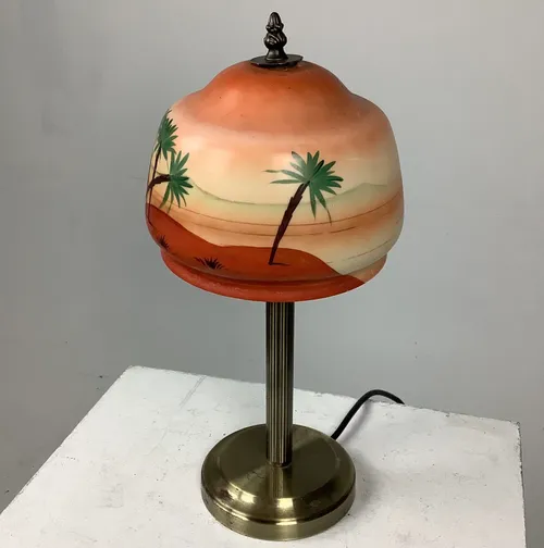 Orange and Green Palm Tree Desert Patterned Lamp