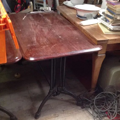Period Rectangular Pub Table with Black Cast Iron Legs