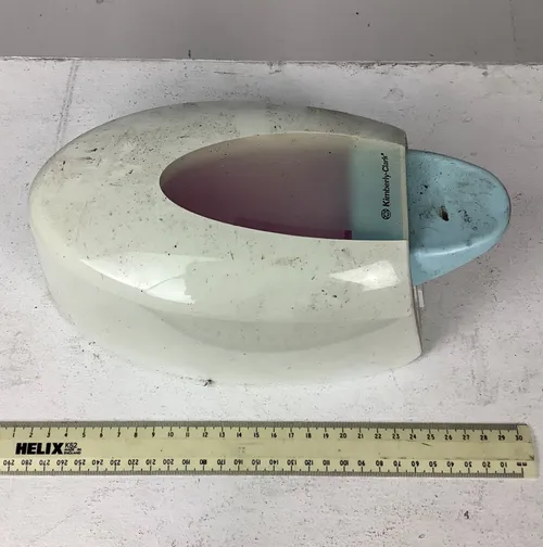 Cream and Blue Kimberly-Clark Wall Mount Soap Dispenser