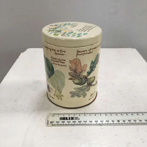 1970s Webb & Bower Nature and Poetry Print Storage Tin