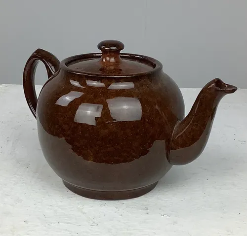 Brown and Cream Specked Ceramic Tea Pot