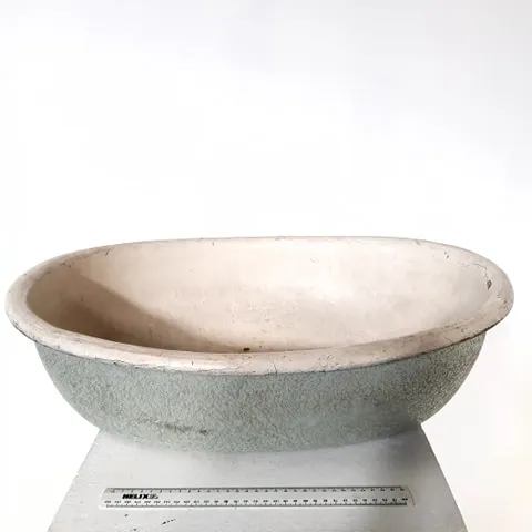 Period Thetford pulpware wash basin beige and blue